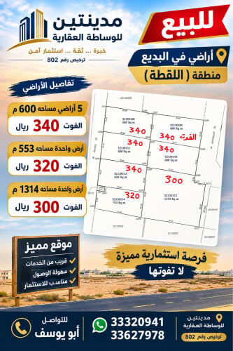 للبيع اراضى صغيره باللقطه