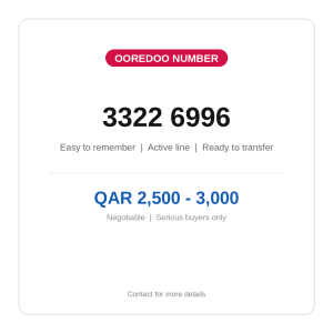 رقم موبايل أوريدو للبيع-33226996