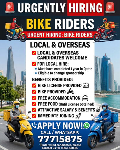 Bike riders URGENT HIRING