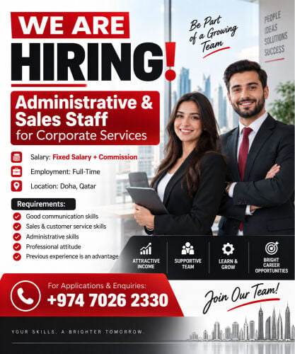 administrative and sales staff requ
