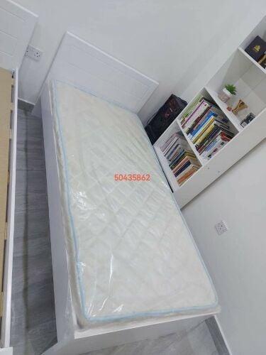 single bed wooden with mattress(