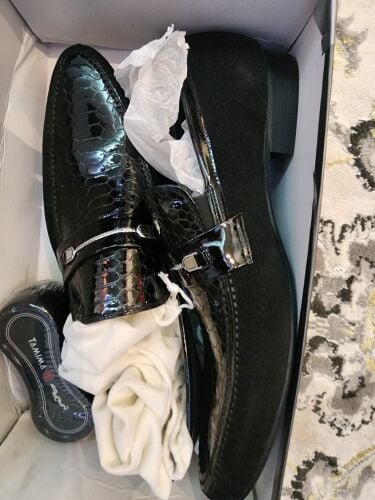 Black Patent Leather & Snake Foil L