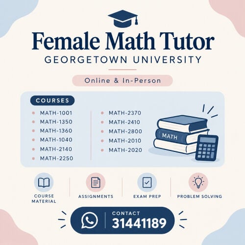 Female Math Tutor – Georgetown Uni