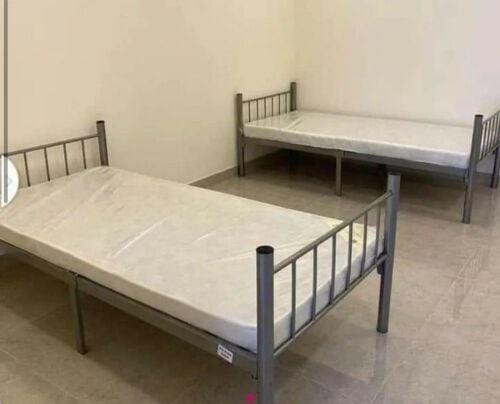 silver single bed with mattress "*