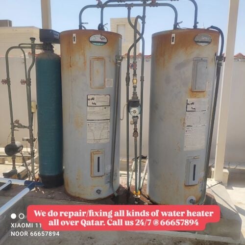 Central water heater repair work.