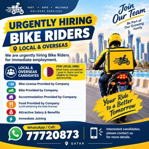 Urgently hiring bike riders