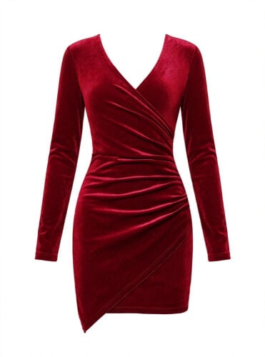 VELVET DRESS-CHERRY RED 