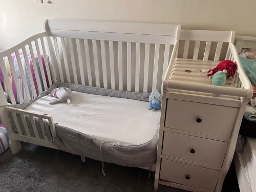 Bed with 3-Drawer Changing Table