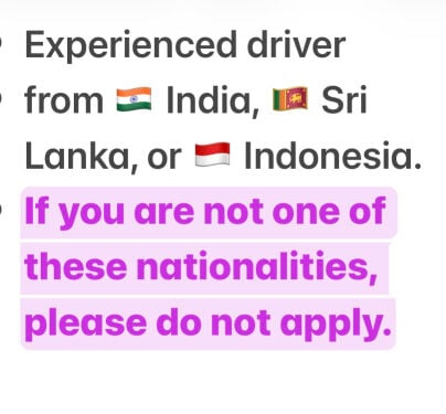 Experienced driver،IND,LKA,or IDN.‏
