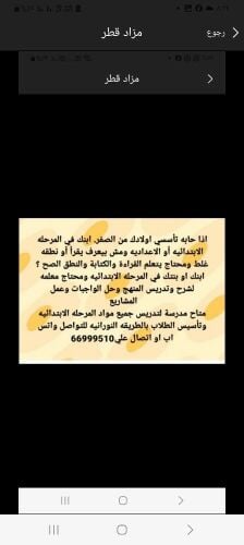 معلمه للابتدائي والاعداديه..
