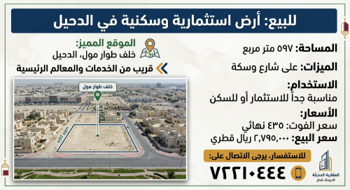 ارض للبيع سكنيه واستثمارية