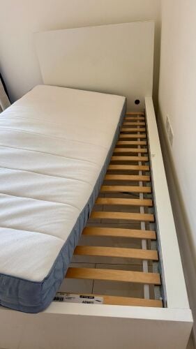 Single bed with an IKEA mattress in