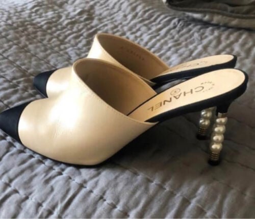 Authentic Chanel Two-Tone Beige & B
