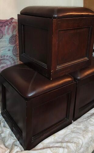 Wood Storage Ottoman Cube Imported