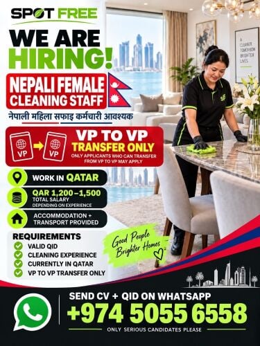 Hiring nepali female for cleaning