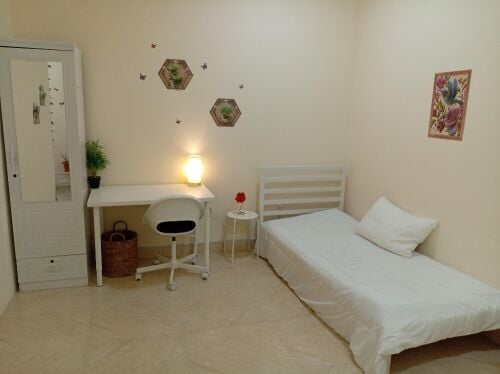 affordable bed, chair, desk, closet