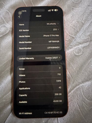 iPhone 17 pro max 256GB 