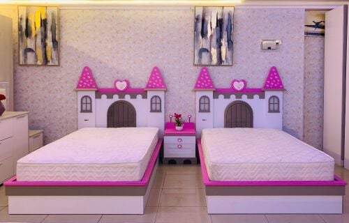 2 SINGLE BED WITH MATTRESS.