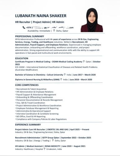 project admin, HR recruiter, HR adm