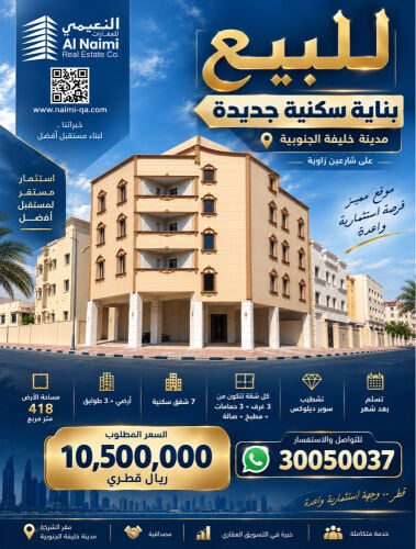 بناية جديده للبيع بمدينه خليفة