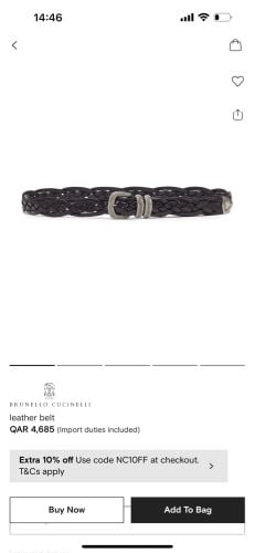 Brunello Cucinelli calfskin belt