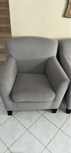 gray color recently upholstered 