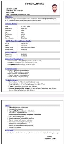 Mandub, Date entry, Salesman,Driver