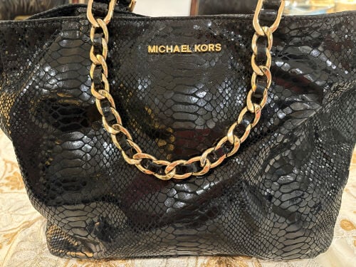 Authentic MK Black Python Embossed 