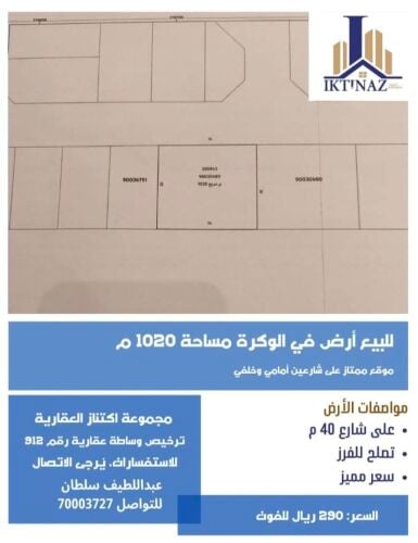 للبيع أرض في الوكرة