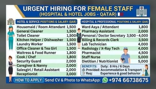 URGENT HIRING FOR FEMALE