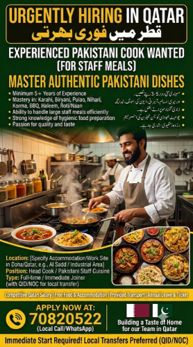 Cook for Pakistani staff