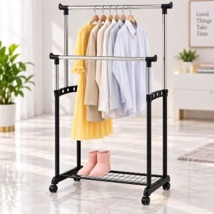 Double Rail Garment Rack Black