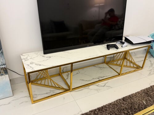 Luxury Gold TV Stand with Marble-Ef