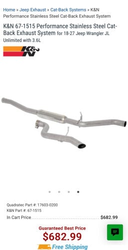 K&N Jeep JL Exhaust System 