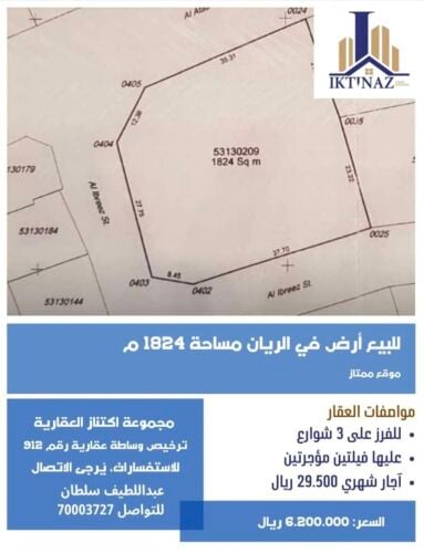 للبيع أرض بالريان
