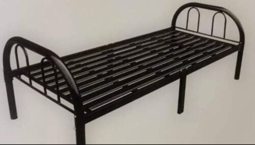 black metal single bed frame