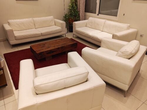 Genuine leather sofa group, Ikea