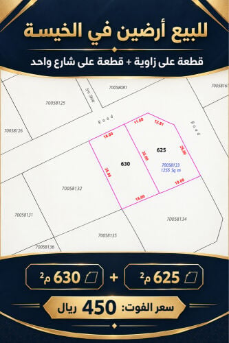 للبيع ارضين في الخسيه 