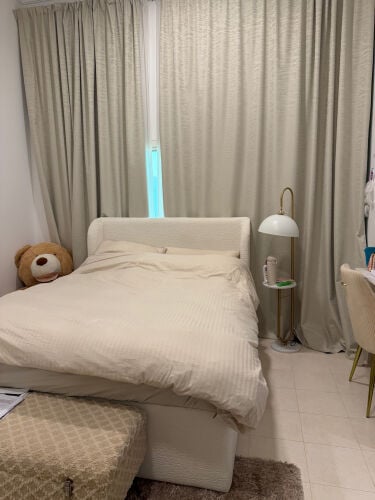 Cream Bed & Beige Wardrobe for Sale