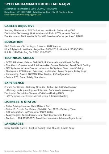 ELV Technician / Electronics Techni