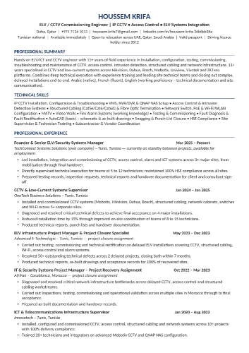 SENIOR ELV / CCTV ENGINEER