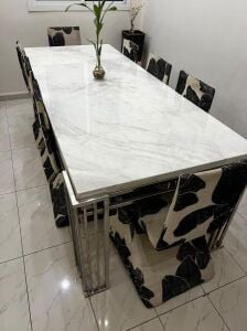 Marble-Top Dining Table + Chiar