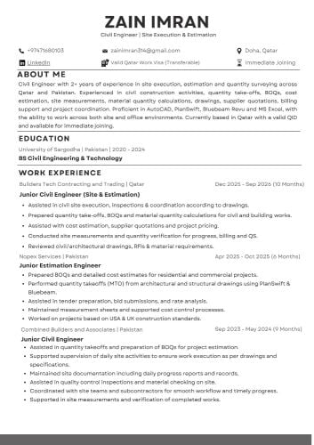 Civil Engineer - Site & Estimation