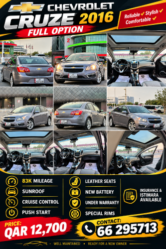 chevrolet cruze 2016 full option