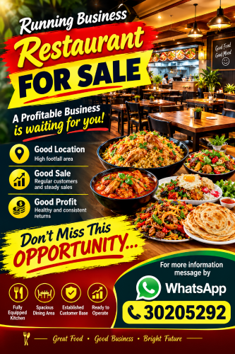 Running restaurant for sale