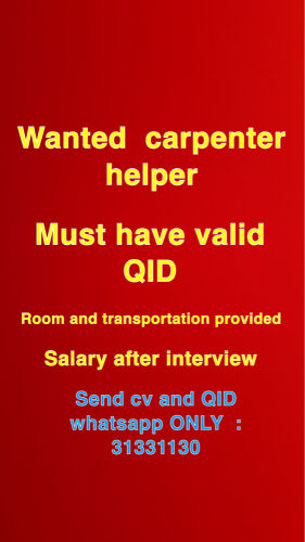 wanted carpenter helper 