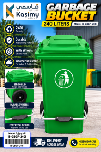 Green Wheeled Garbage BinwithPedal