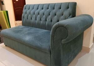 Teal Blue Tufted Sofa