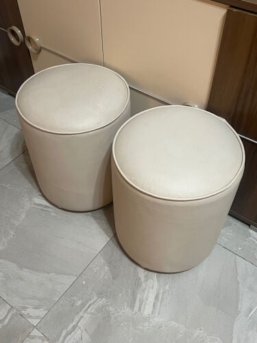 set of 2 cream stools