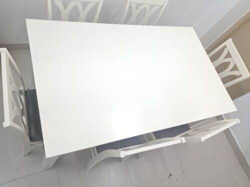 white wooden dinning table